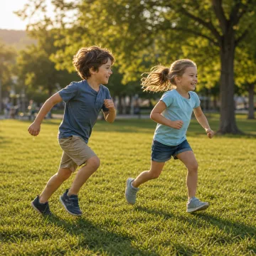 Kids running outside before dinner